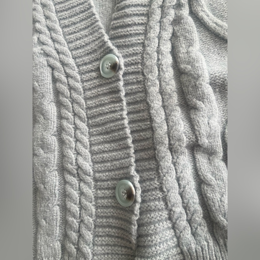 Taylor Swift Soft Gray Cable Knit Cardigan The Tortured Poets Department XS/S - Picture 8 of 9